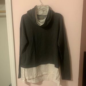 CALIA by Carrie underwood effortless mix media hoodie. Gray and ivory.